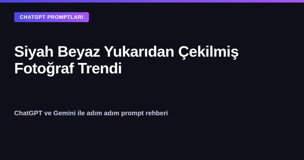 Siyah beyaz yukarıdan çekilmiş fotoğraf trendi kapak görseli - ChatGPT ve Gemini prompt rehberi
