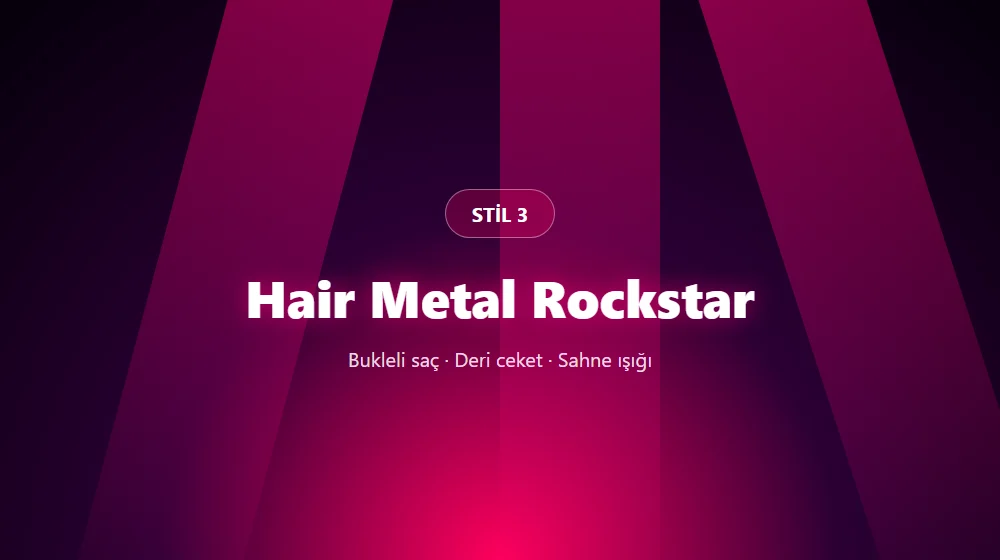 Hair metal rockstar 80ler stili yapay zeka prompt örneği