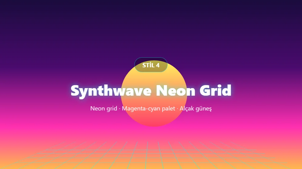 Synthwave neon grid 80ler stili yapay zeka prompt örneği