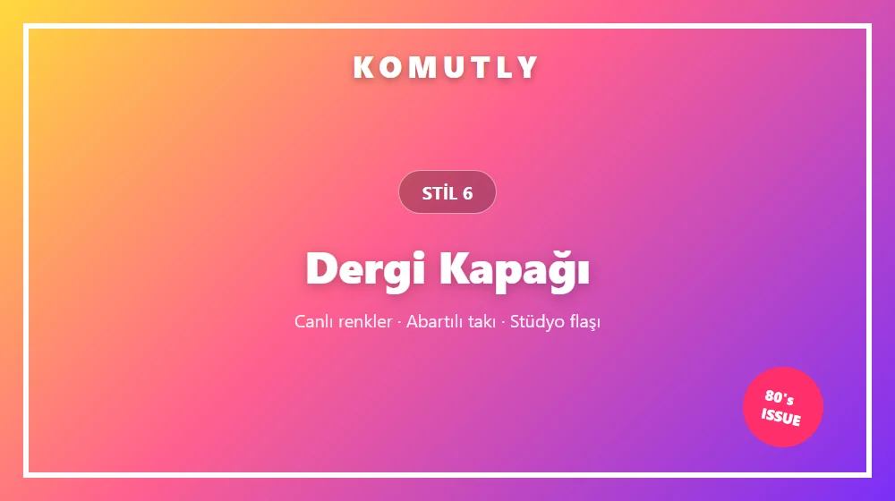 Dergi kapağı 80ler stili yapay zeka prompt örneği